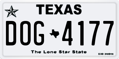 TX license plate DOG4177