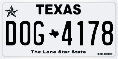 TX license plate DOG4178