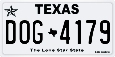 TX license plate DOG4179