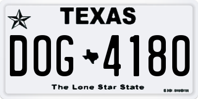 TX license plate DOG4180
