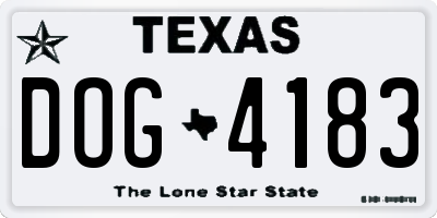 TX license plate DOG4183