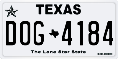 TX license plate DOG4184