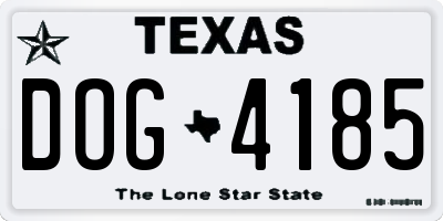 TX license plate DOG4185