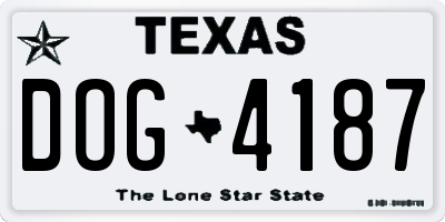 TX license plate DOG4187