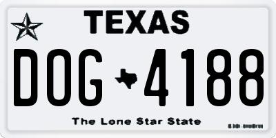 TX license plate DOG4188