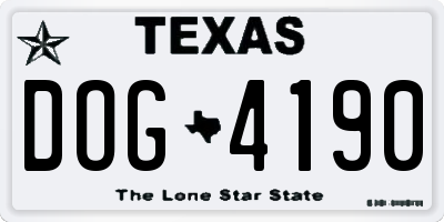 TX license plate DOG4190