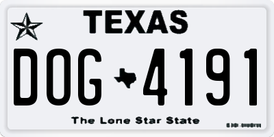TX license plate DOG4191