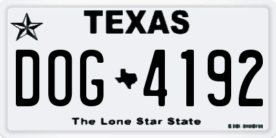 TX license plate DOG4192
