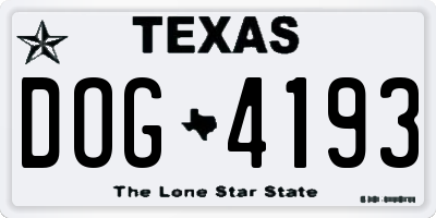 TX license plate DOG4193