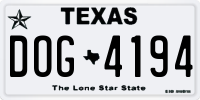TX license plate DOG4194