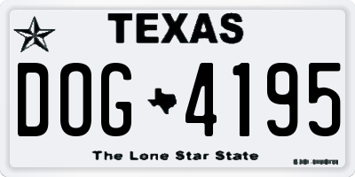 TX license plate DOG4195