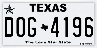 TX license plate DOG4196