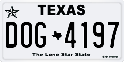 TX license plate DOG4197