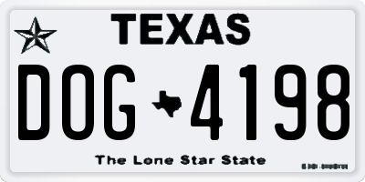 TX license plate DOG4198