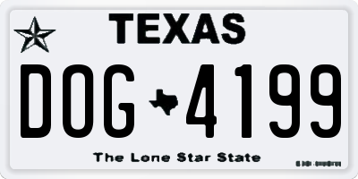 TX license plate DOG4199
