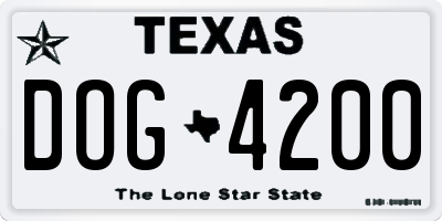 TX license plate DOG4200