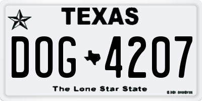 TX license plate DOG4207