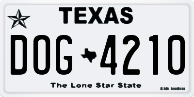TX license plate DOG4210