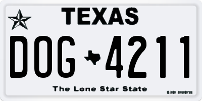 TX license plate DOG4211