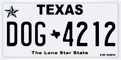 TX license plate DOG4212