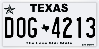 TX license plate DOG4213