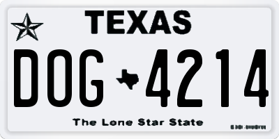 TX license plate DOG4214