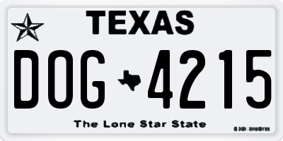 TX license plate DOG4215