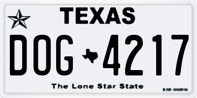TX license plate DOG4217