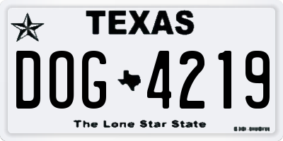 TX license plate DOG4219