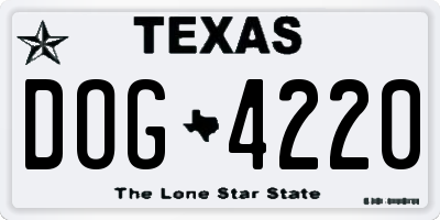 TX license plate DOG4220