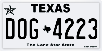 TX license plate DOG4223