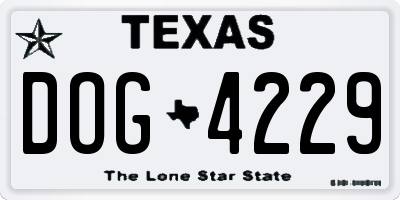 TX license plate DOG4229