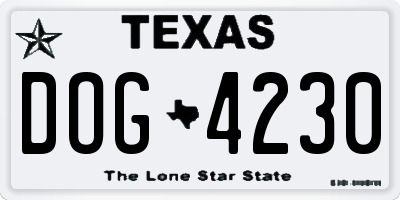 TX license plate DOG4230