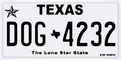 TX license plate DOG4232