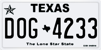 TX license plate DOG4233