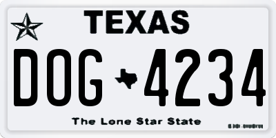 TX license plate DOG4234