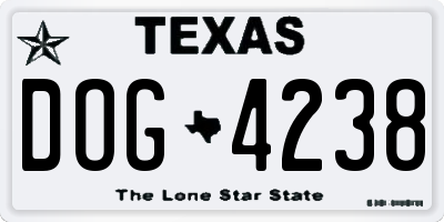 TX license plate DOG4238