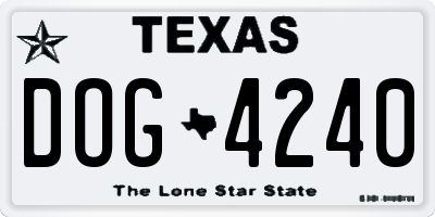 TX license plate DOG4240