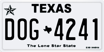 TX license plate DOG4241