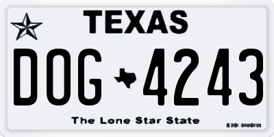 TX license plate DOG4243