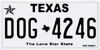 TX license plate DOG4246