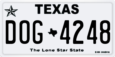 TX license plate DOG4248