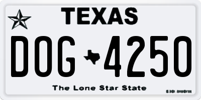 TX license plate DOG4250