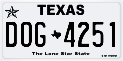 TX license plate DOG4251