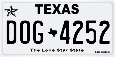 TX license plate DOG4252