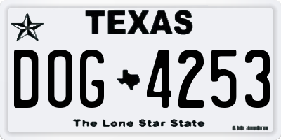TX license plate DOG4253