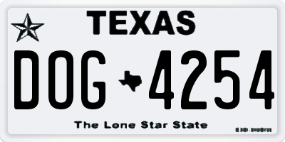 TX license plate DOG4254