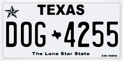 TX license plate DOG4255