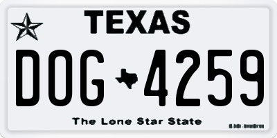 TX license plate DOG4259