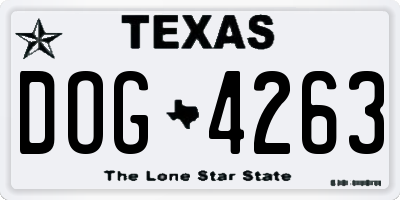 TX license plate DOG4263